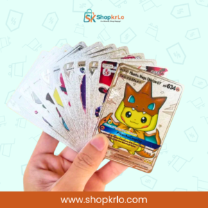 Silver laminated Pokémon collector cards held together in a wide fan