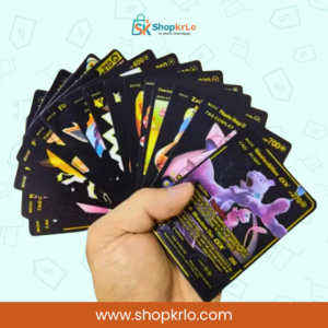 Black Pokémon character cards featuring bold artwork and metallic yellow details