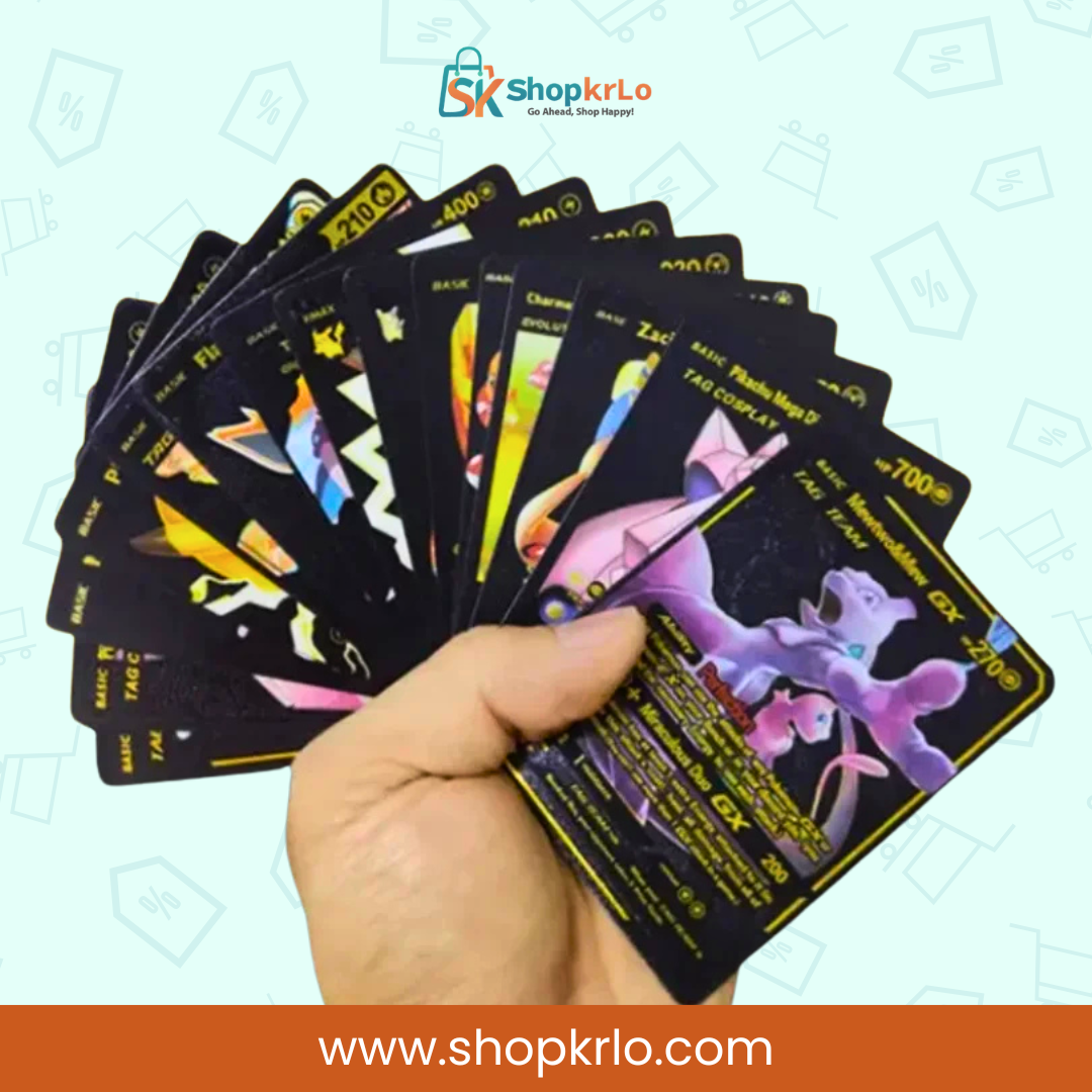 Black Pokémon character cards featuring bold artwork and metallic yellow details