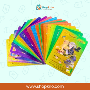 Bright multicolour Pokémon foil cards arranged for collectors and children