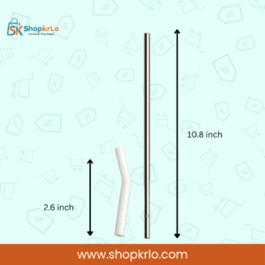 Stainless steel reusable straw measuring approximately 10.8 inches with silicone mouthpiece