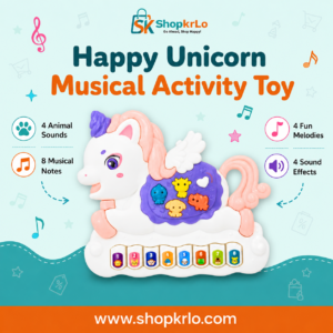 Happy Unicorn Musical Activity Toy with colourful keys for children in Pakistan