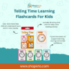Telling Time Learning Flashcards for Kids with colourful clock practice cards