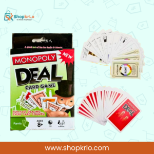 Monopoly Deal playing cards displayed with property, rent and action cards