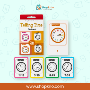 Analogue clock learning cards paired with clear digital time examples