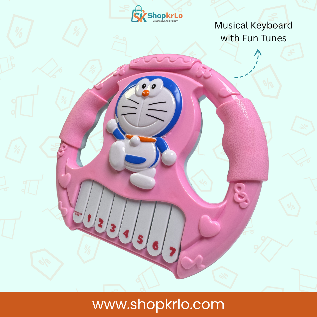 Easy-grip Doraemon Musical Piano Toy designed for comfortable handling by young children