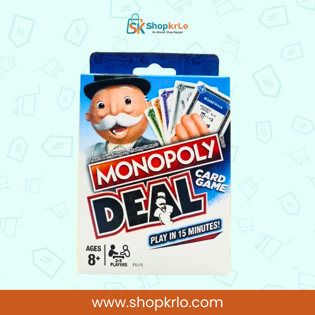 Monopoly Deal action cards showing fast strategic gameplay for family game nights