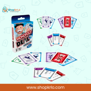 Monopoly Deal Playing Cards showing colourful action cards for strategic family gameplay