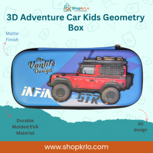 Blue Adventure Car Geometry Box with raised 3D off-road vehicle artwork front view