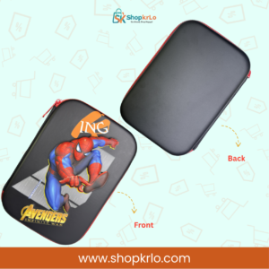 Black EVA hard shell Spider-Man stationery case with smooth matte rear surface