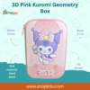 Pink 3D Kuromi geometry box with cute raised character hard shell front