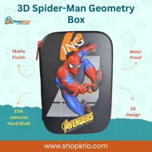 3D Spider-Man Geometry Box showing raised superhero artwork and red zip closure